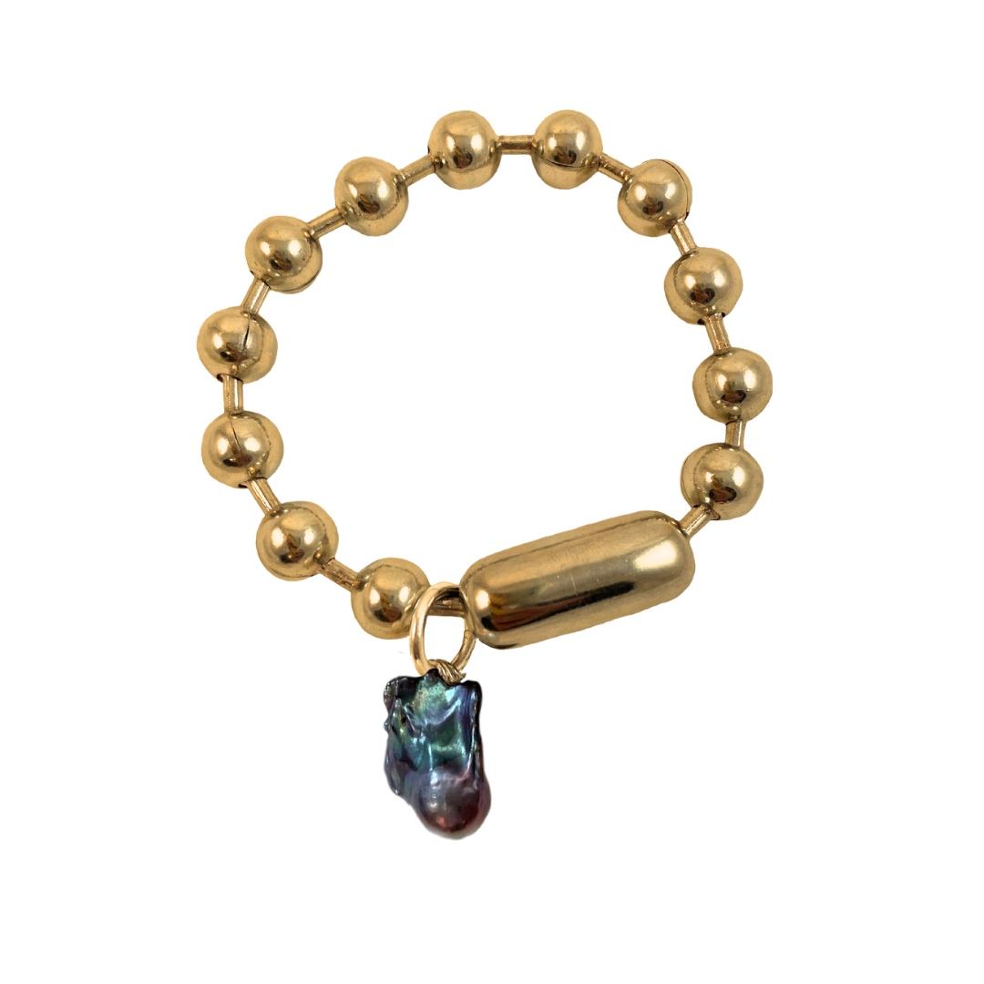 dadybones bracelet Black Pearl / Gold Baroque Pearl Ball Chain Bracelet
