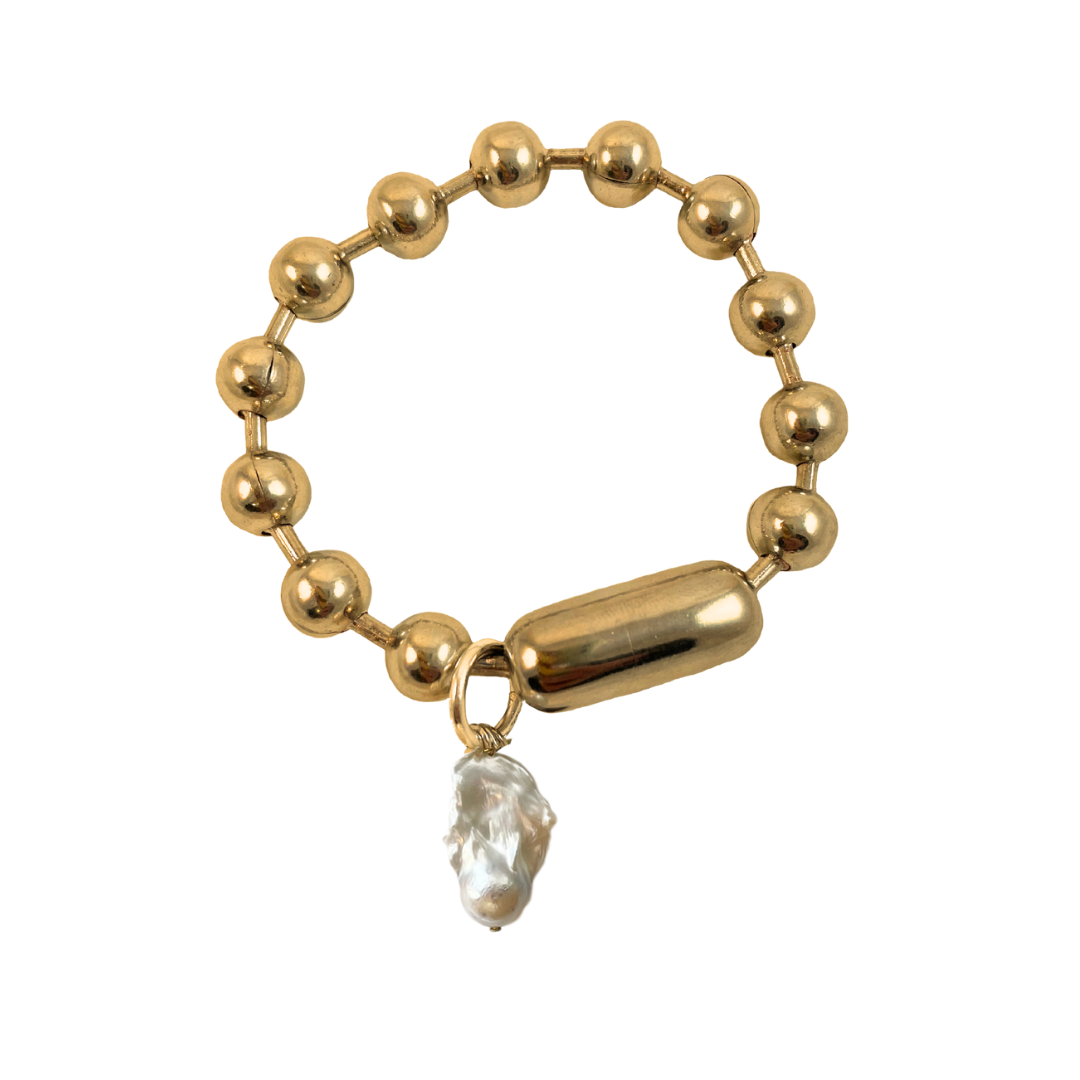 dadybones bracelet White Pearl / Gold Baroque Pearl Ball Chain Bracelet