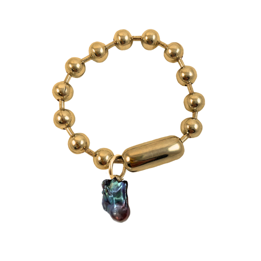 dadybones bracelet Gold Baroque Pearl Ball Chain Bracelet