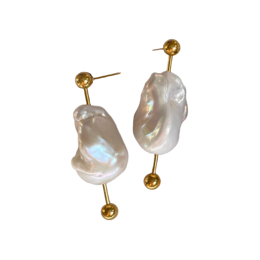 dadybones Earrings Gold Pierced Pearl Earrings