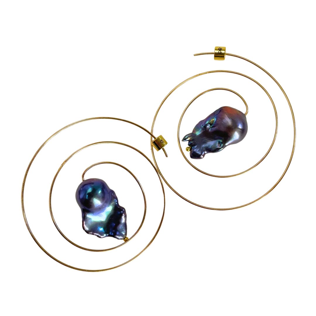 dadybones Earrings Gold Spiral Pearl Earrings