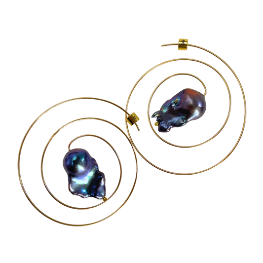 dadybones Earrings Gold Spiral Pearl Earrings