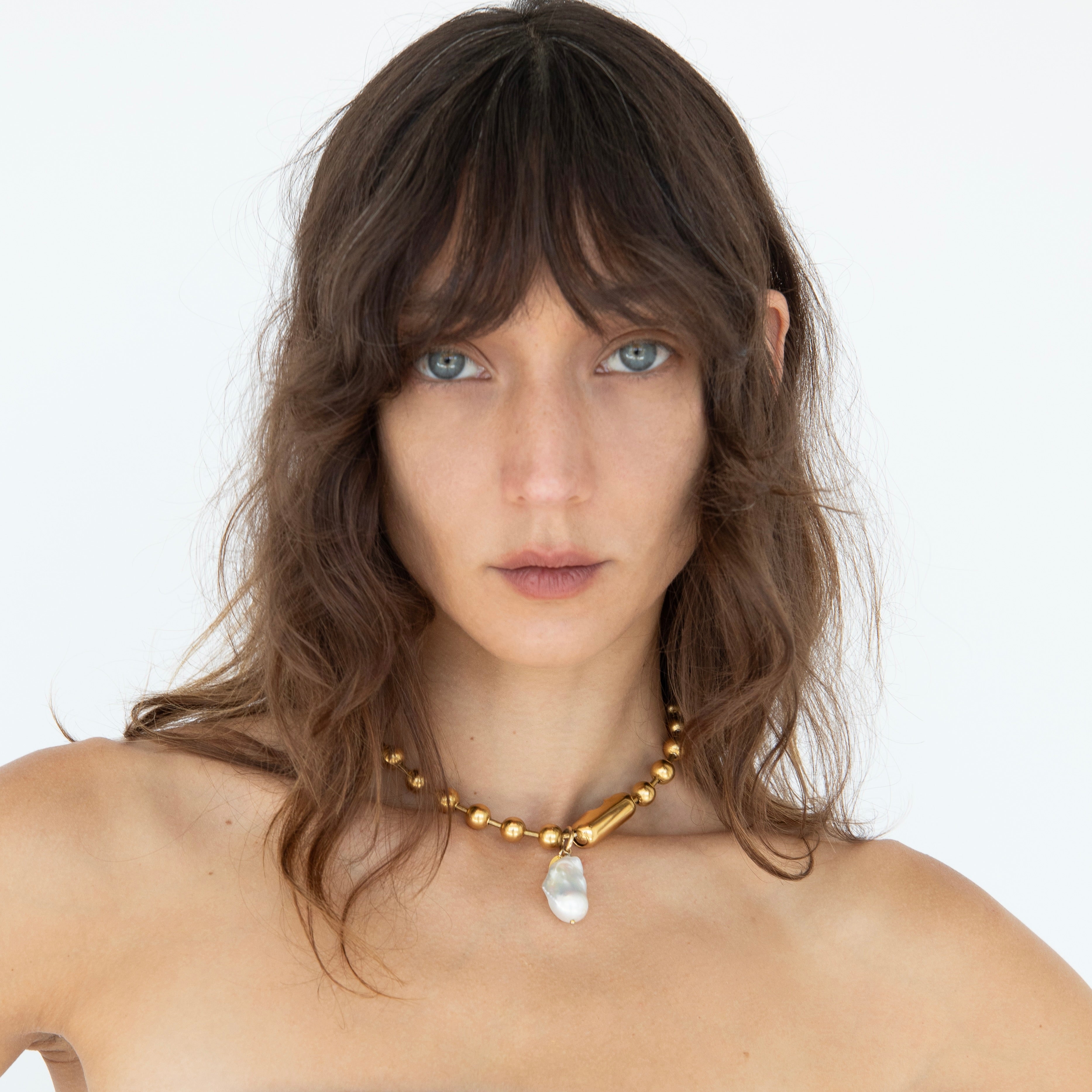 Gold Baroque Pearl Ball Chain Necklace – dadybones