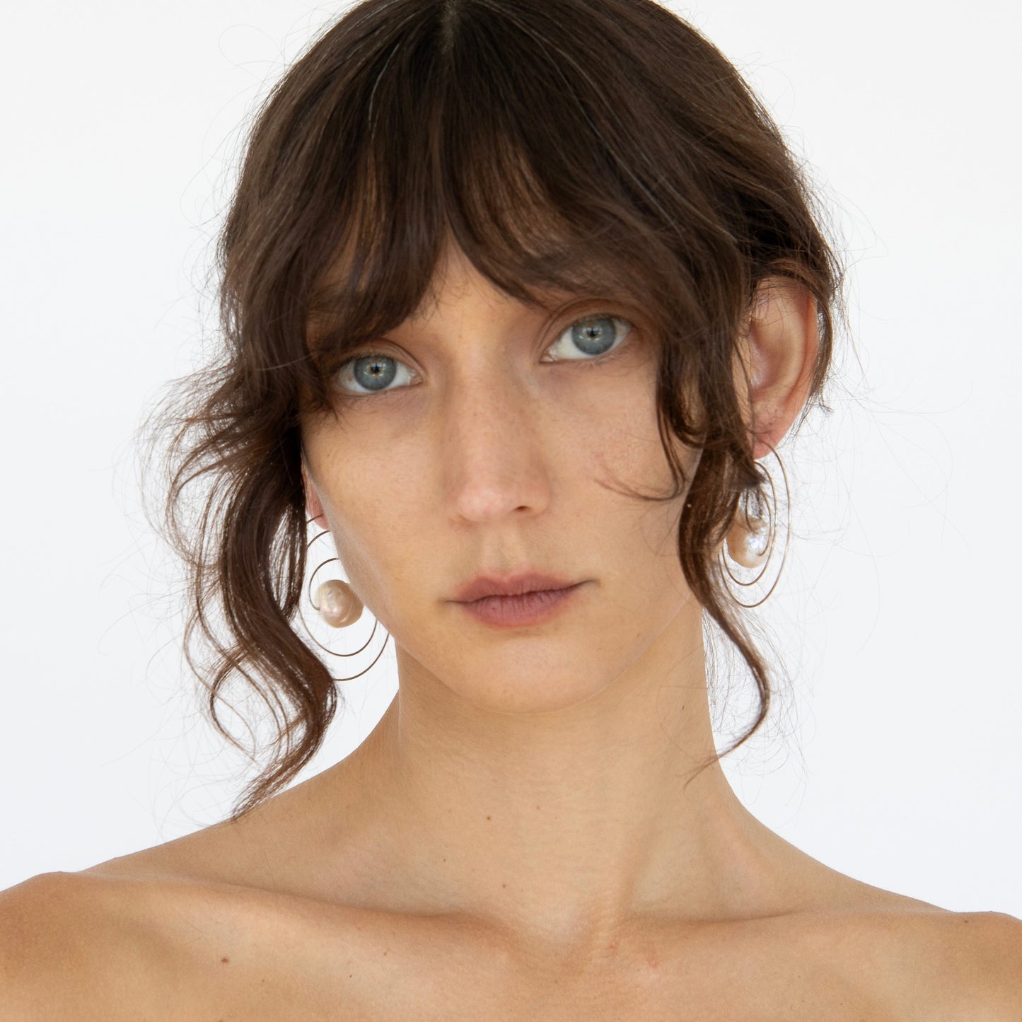 dadybones Silver Spiral Pearl Earrings