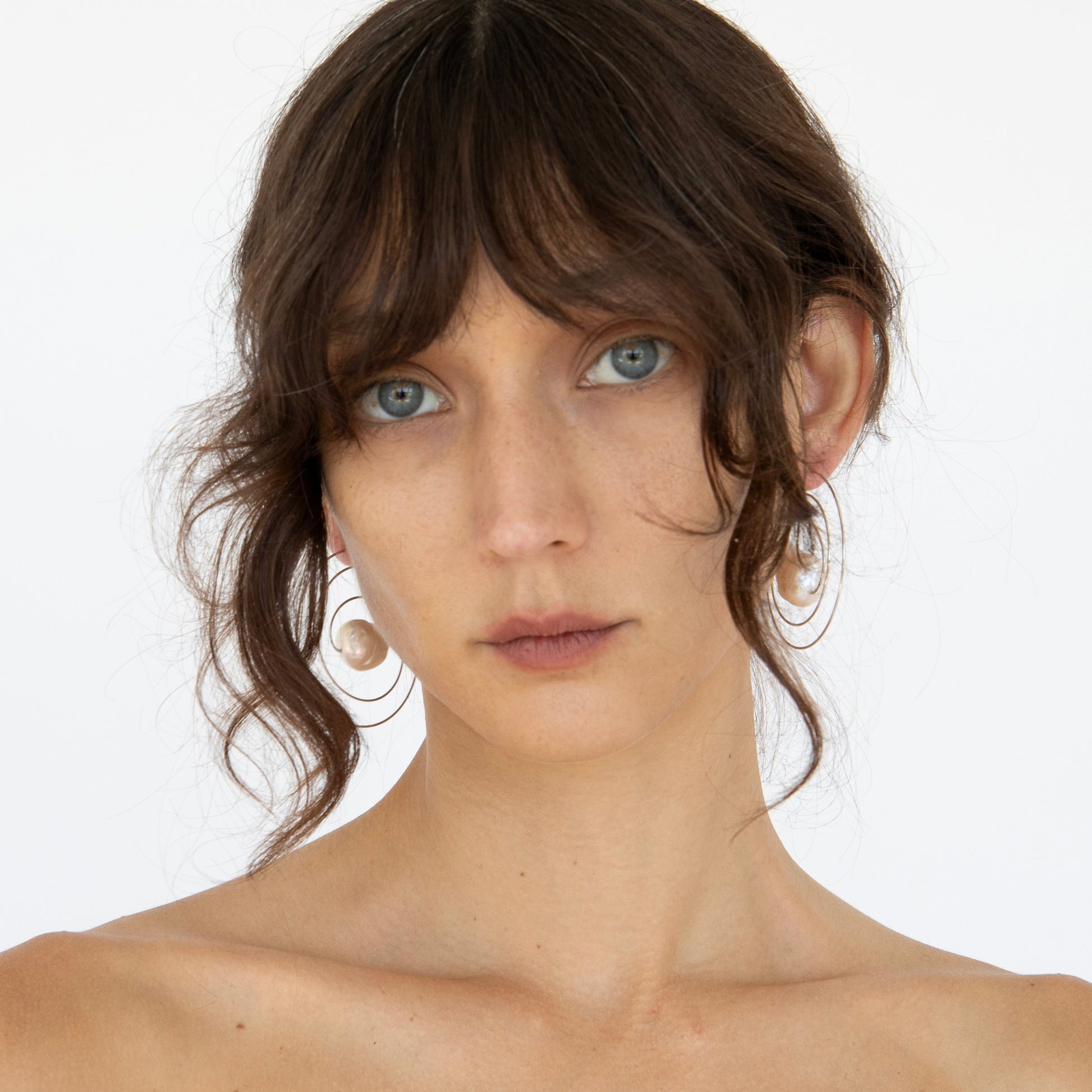 dadybones Silver Spiral Pearl Earrings